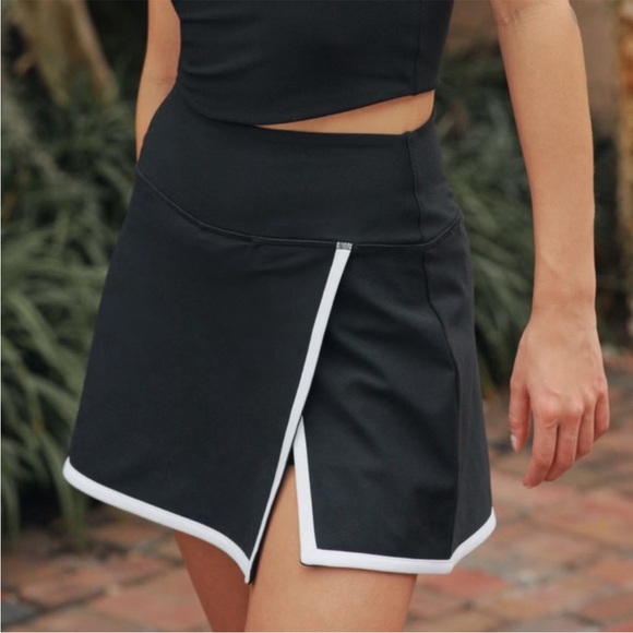 Abercrombie & Fitch YPB SculptLux Lined Wrap Mini Skirt Skort Black (Onyx) Sz XL - Picture 6 of 10